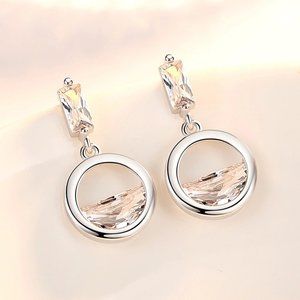 NEW 925 Sterling Silver Diamond Waterdrop Earrings